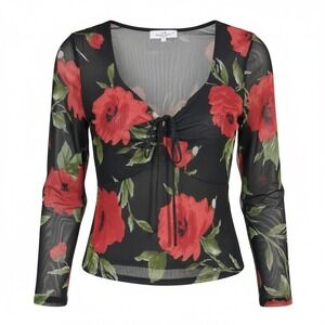 Y2k Rebellious Dreamer Babydoll Womens size XLarge Mesh Floral  Fairygrunge Top